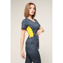 Medical suit Celeste Dark grey/yellow, Short sleeve 42
