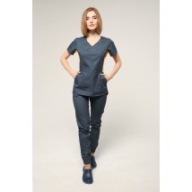 Medical suit Celeste Dark grey/yellow, Short sleeve 46