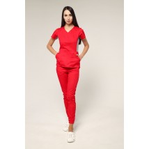 Medical suit Celeste Red light gray, short sleeve 46