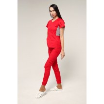 Medical suit Celeste Red light gray, short sleeve 48