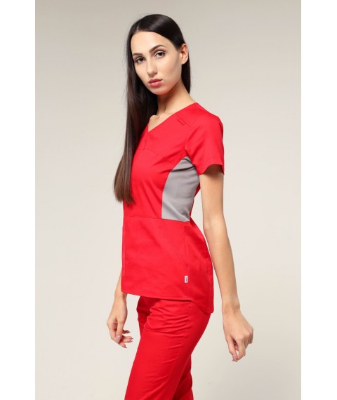 Medical suit Celeste Red light gray, short sleeve 50