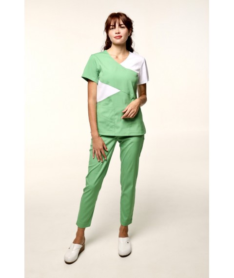 Medical stretch suit Ankara, Green and white 48