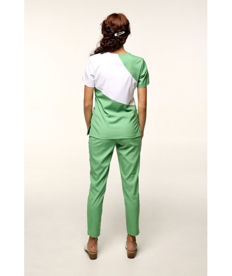 Медицинский стрейч костюм Анкара, Зеленый с белым 56