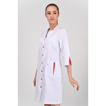 Medical gown Genoa White-red 3/4 (red button) 66