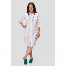 Thin medical gown Sicily White (colored button) 42