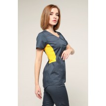 Medical suit Celeste Dark grey/yellow, Short sleeve 60