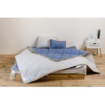 Goodnight.Store set (Max): Blanket 140x200 + Mattress cover 100x200 + Pillow 40x60 Single color Blue / White in stripes