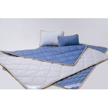 Goodnight.Store set (Max): Blanket 220x200 + Mattress cover 180x200 + Pillow 40x60 2pcs. Euro color Blue / White in stripes