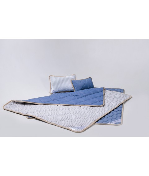 Goodnight.Store set (Max): Blanket 140x200 2pcs. + Mattress cover 160х200 + Pillow 40х60 2pcs. Family color Blue / White in stripes