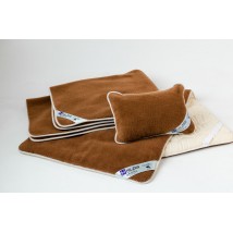 Set HILZER (CAMEL) - Euro - Wool / Satin: Blanket 220x200 + Mattress cover 180x200 + Pillow 40x60 2pcs.