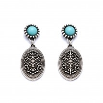 Brahma earrings (stud, turquoise cabochon)