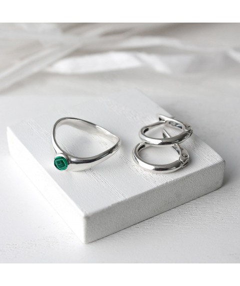 Кольцо Тонкая Материя  Emerald 925 18