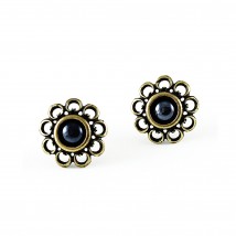 Earrings Romania Study, stud (hematite, bronze)