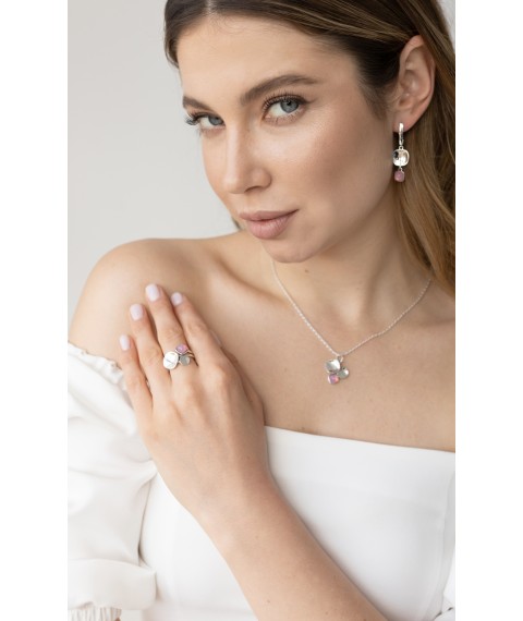 Earrings Reflection Rose Opal 925