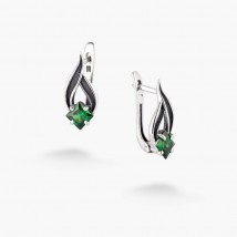 Серьги Листочек Вербочки Emerald 925 Zirkon