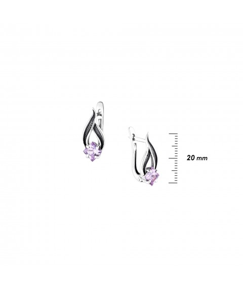 Серьги Листочек Вербочки Lavender 925 Zirkon