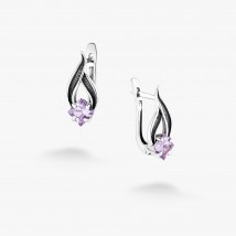 Серьги Листочек Вербочки Lavender 925 Zirkon