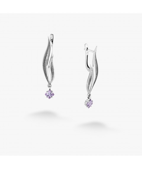 Серьги Вербочка Lavender 925 Zirkon