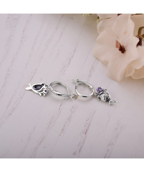 Серьги Соловейко Lavender 925 Zirkon