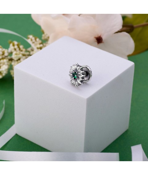 Брошь значок Подсолнух Emerald 925 Zirkon