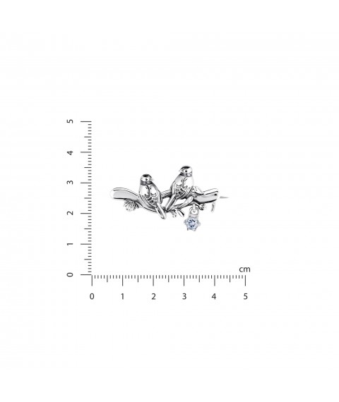Брошь Соловейко Голубой Топаз 925 Zirkon
