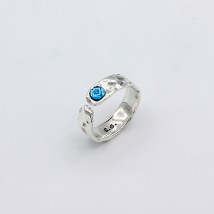 Cepheid ring dark aquamarine 4mm 925 13.5-14