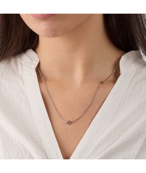 Necklace Clover Contour mini Rhodium 925 50r 50 cm