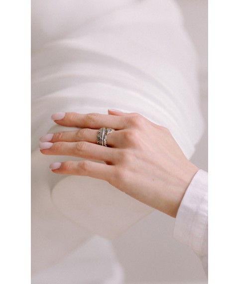 Ring White feather 925 17-19
