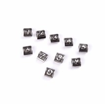 Letter beads Numbers 0-9, silver