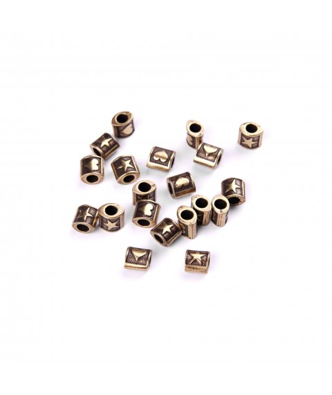 Letter beads Star, Heart (10 pcs each), bronze