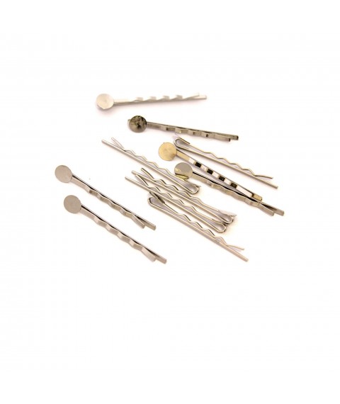 Base for bobby pins with platform (silver) 25 pcs