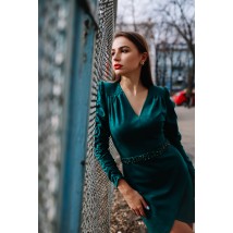 Emerald dress with embroidery