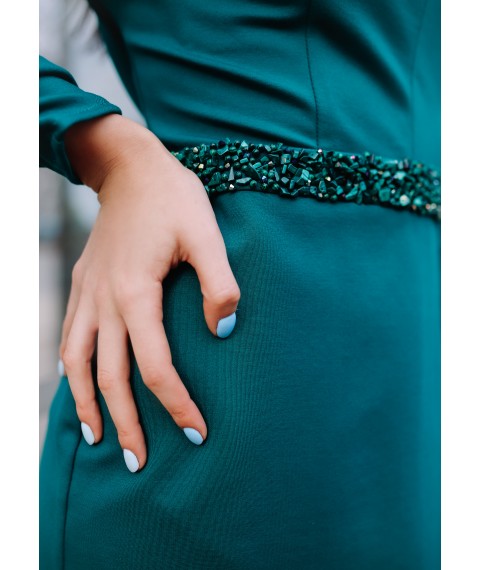 Emerald dress with embroidery