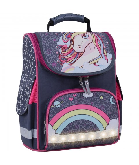 Рюкзак школьный каркасный с фонариками Bagland Успех 12 л. серый 511 (00551703)