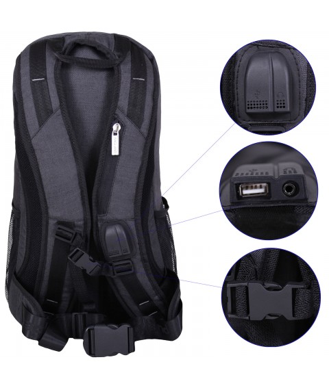 Backpack for a laptop Bagland Granite 23 l. black/grey (0012069)