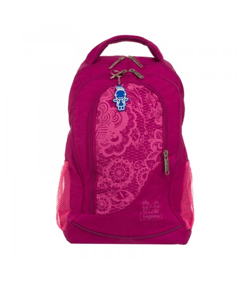 Backpack Bagland Bis 21 l. raspberry / flowers (0055670)