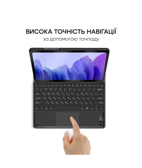 AIRON Premium H?lle f?r Samsung Galaxy Tab A7 T500 mit Bluetooth Tastatur mit Touchpad Schwarz