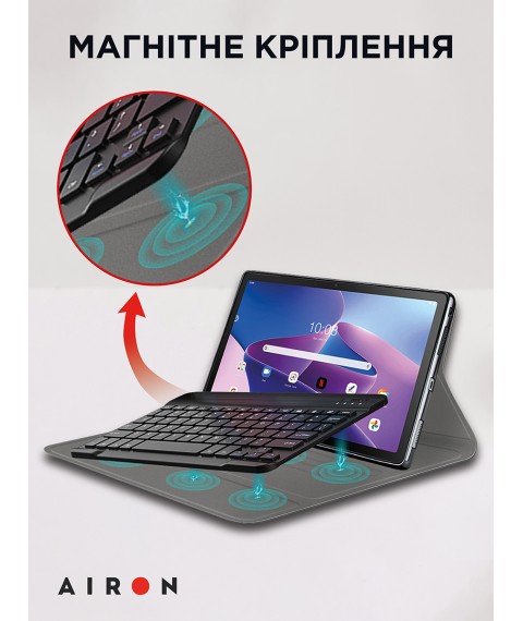 Чехол AIRON Premium для Lenovo tab M10 Plus 3rd Gen 2022 10.6" с Bluetooth клавиатурой black