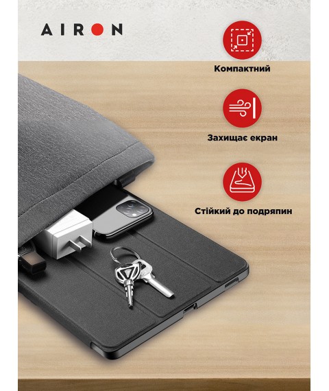 Чехол AIRON Premium для Xiaomi Redmi Pad 10.6" 2022 с защитным покрытием и серебристым покрытием Black