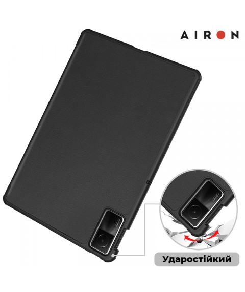 Чехол AIRON Premium для Xiaomi Redmi Pad SE 11" 2023 с защитной пленкой и салфеткой Black