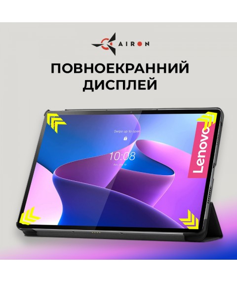 Чехол AIRON Premium для Lenovo Tab P12 Pro 12.6"  с защитной пленкой и салфеткой черного цвета