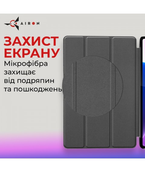 Чехол AIRON Premium для Lenovo Tab P12 Pro 12.6"  с защитной пленкой и салфеткой черного цвета