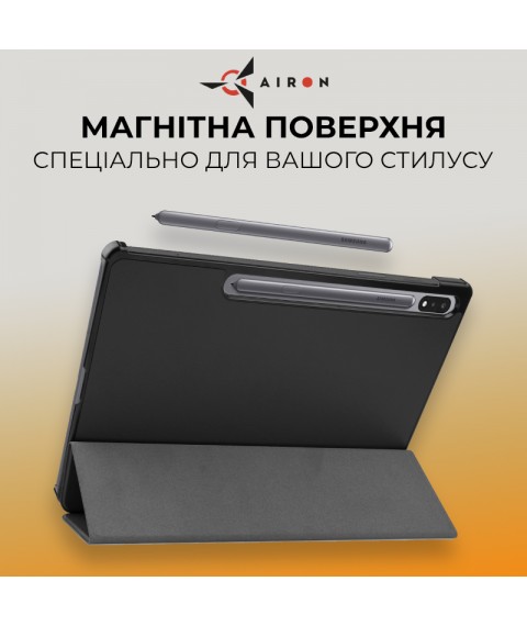 Чехол AIRON Premium Samsung Galaxy Tab S9 Plus/S9 FE Plus 12.4'' 2023 с защитной пленкой и салфеткой black
