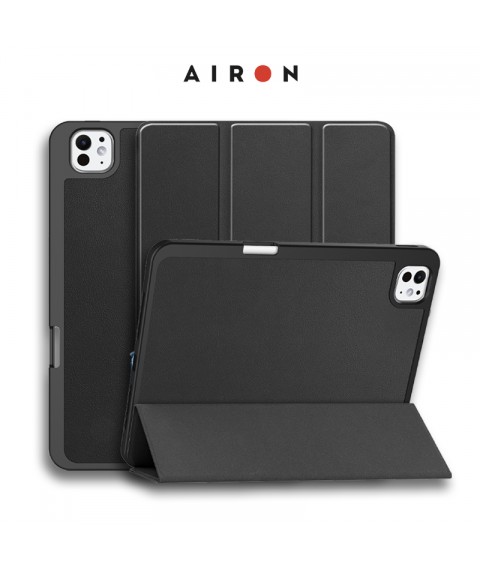 Чехол AIRON Premium SOFT для iPad Pro 11 2024 с защитной пленкой и салфеткой Black