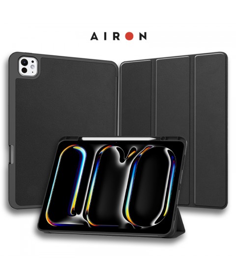 Чехол AIRON Premium SOFT для iPad Pro 11 2024 с защитной пленкой и салфеткой Black