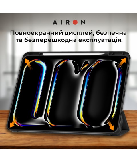 Чехол AIRON Premium SOFT для iPad Pro 11 2024 с защитной пленкой и салфеткой Black