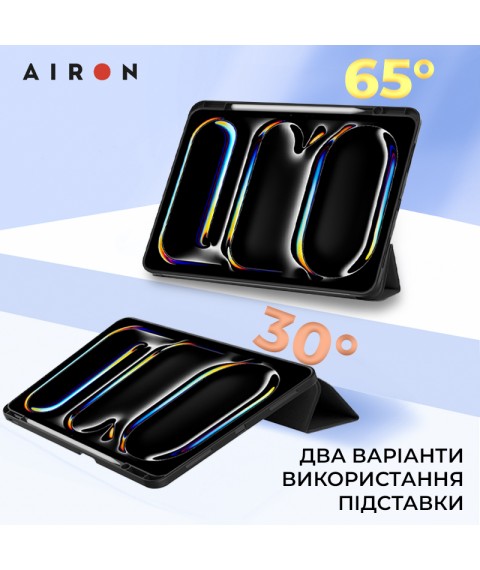 Чехол AIRON Premium SOFT для iPad Pro 11 2024 с защитной пленкой и салфеткой Black