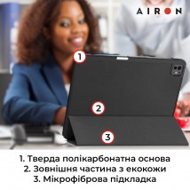 Чехол AIRON Premium SOFT для iPad Pro 13 2024 с защитной пленкой и салфеткой Black
