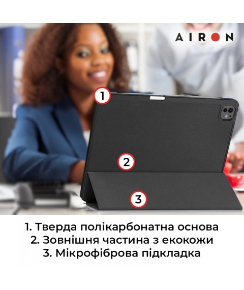 Чехол AIRON Premium SOFT для iPad Pro 13 2024 с защитной пленкой и салфеткой Black