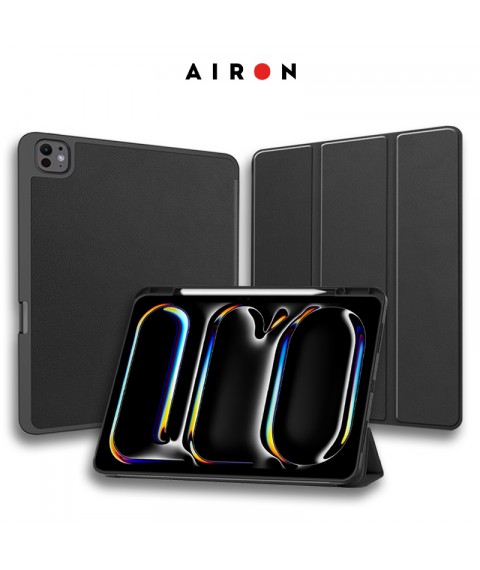 Чехол AIRON Premium SOFT для iPad Pro 13 2024 с защитной пленкой и салфеткой Black
